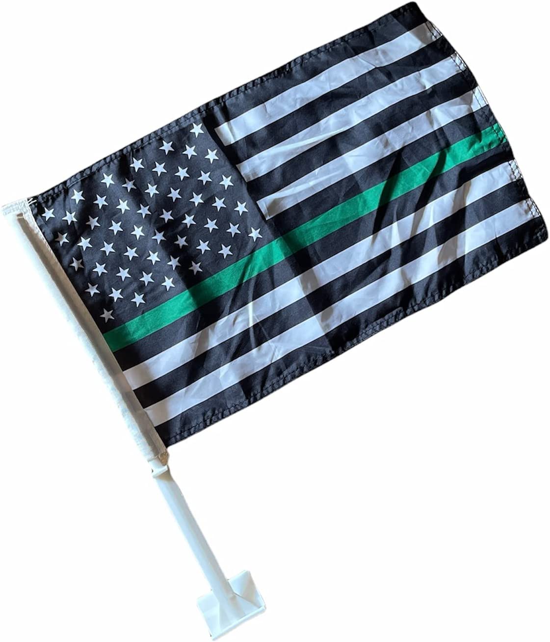 Bandera de ventana con clip para Ford, Dodge, Chrysler, GMC, Nissan y Toyota, línea verde del ejército de EE. UU.