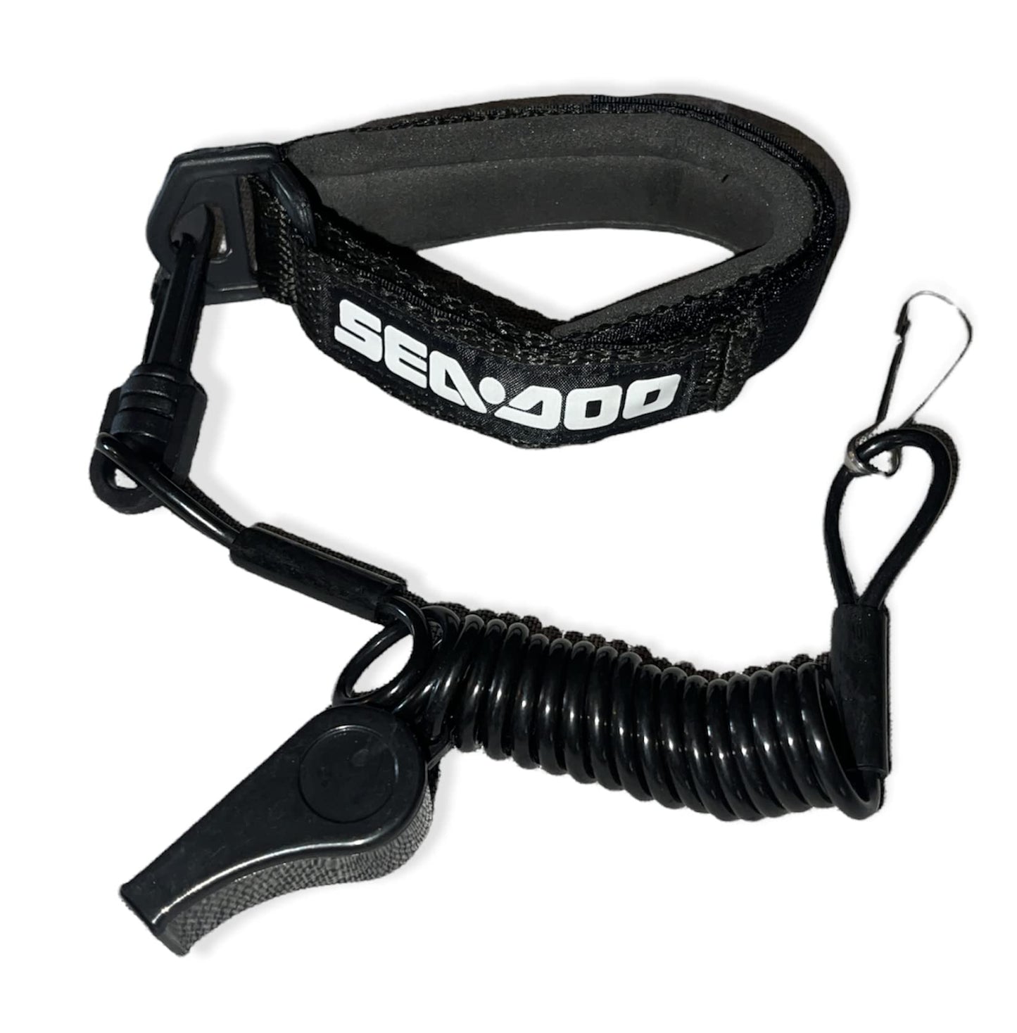 JLP SEADOO DESS Key Replacement Repair Safety Lanyard Tether Cord With Whistle SEA DOO SEA-DOO Black
