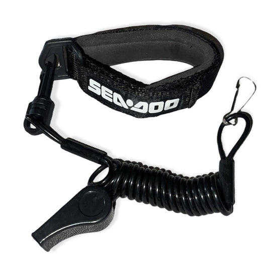 JLP SEADOO DESS Key Replacement Repair Safety Lanyard Tether Cord With Whistle SEA DOO SEA-DOO Black